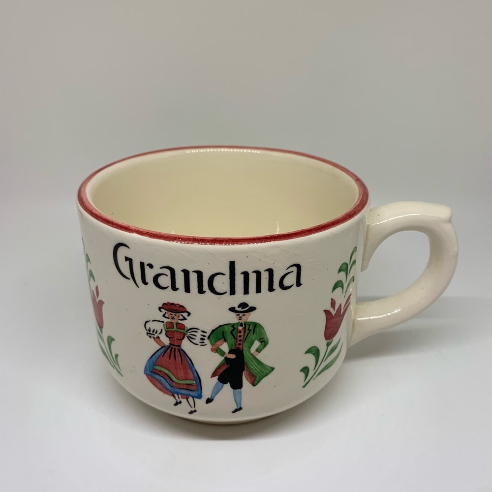 Antique Vintage Western Germany GRANDMA Red Tulips  Coffee Tea Cocoa mug!